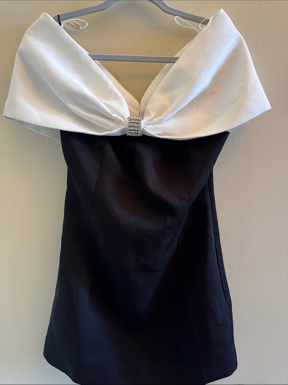 Altar'd State NWT Black White Rhinestone Bow Mini Dress Small